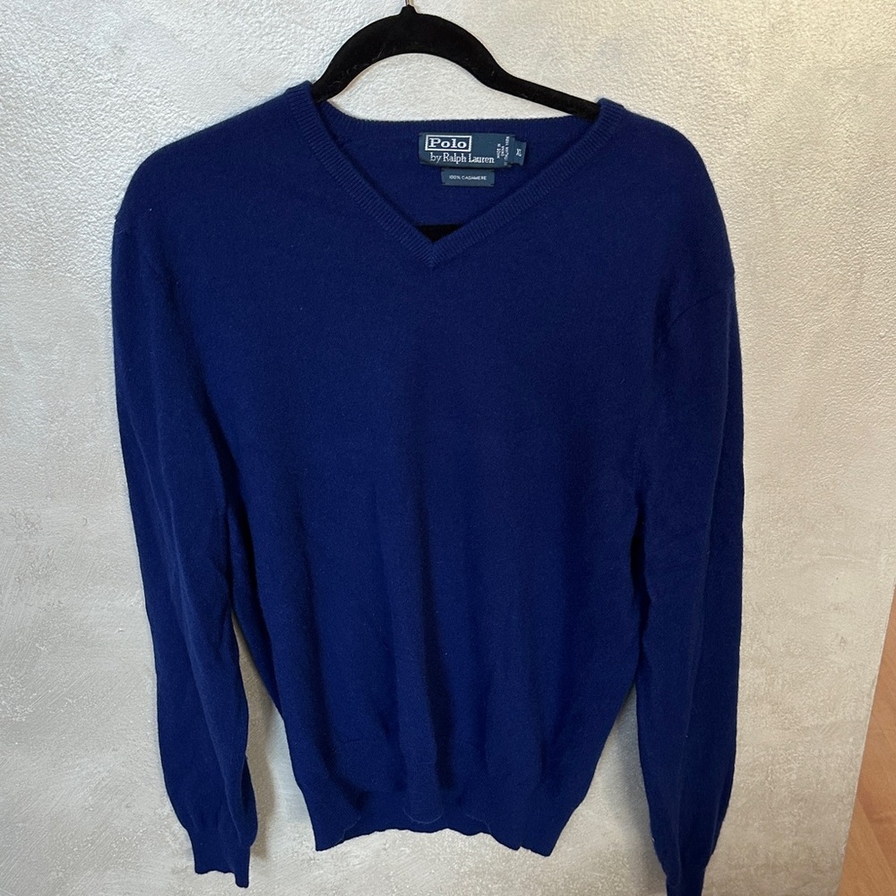 Polo by Ralph Lauren Men's Deep Blue V-Neck Sweater